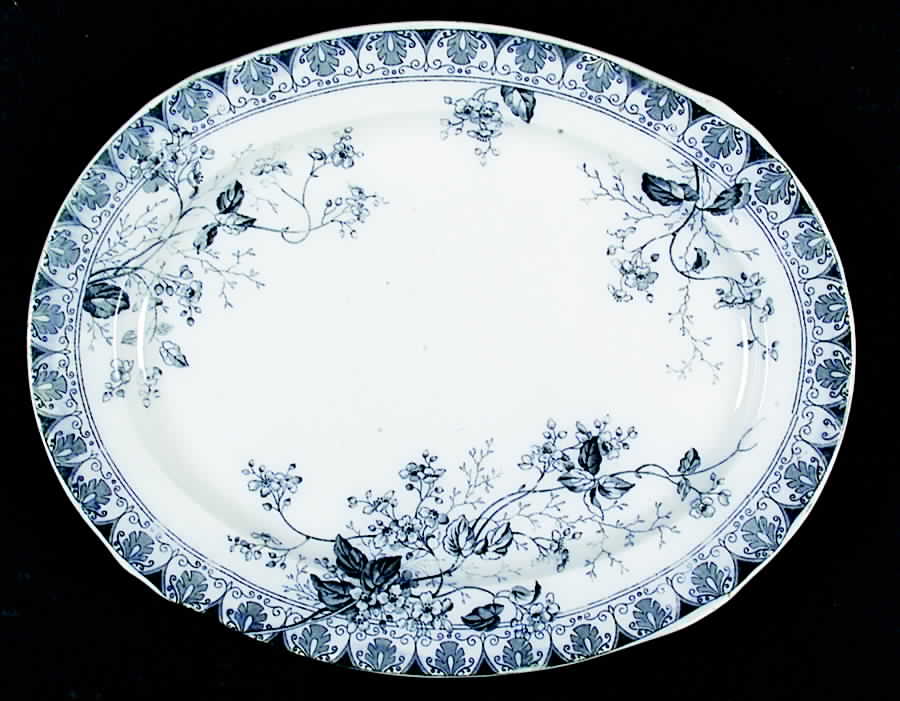 Rosaline Blue Gray 14" Oval Serving Platter by Alfred Meakin-1