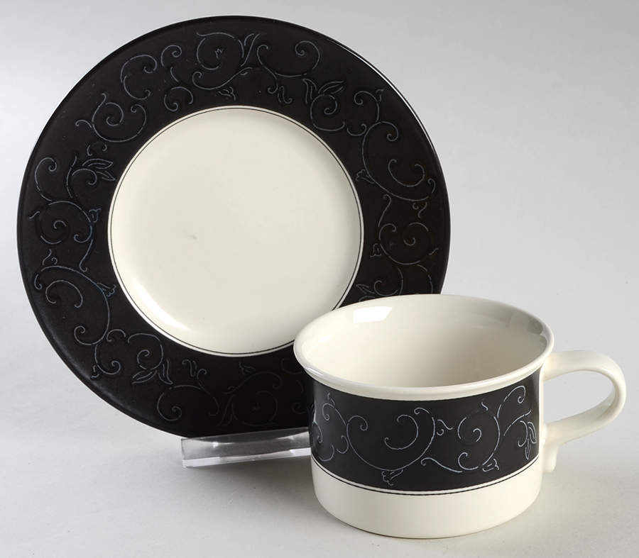 Ebony Trellis Flat Cup & Saucer Set by Mikasa-1
