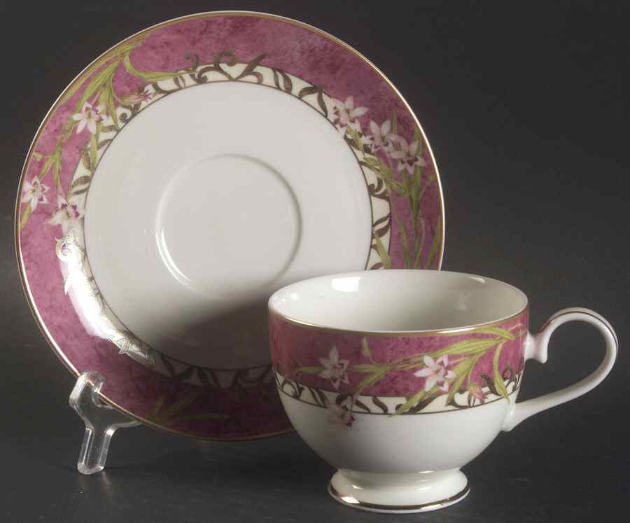 Orchid Tapestry Footed Cup & Saucer Set by Mikasa-1
