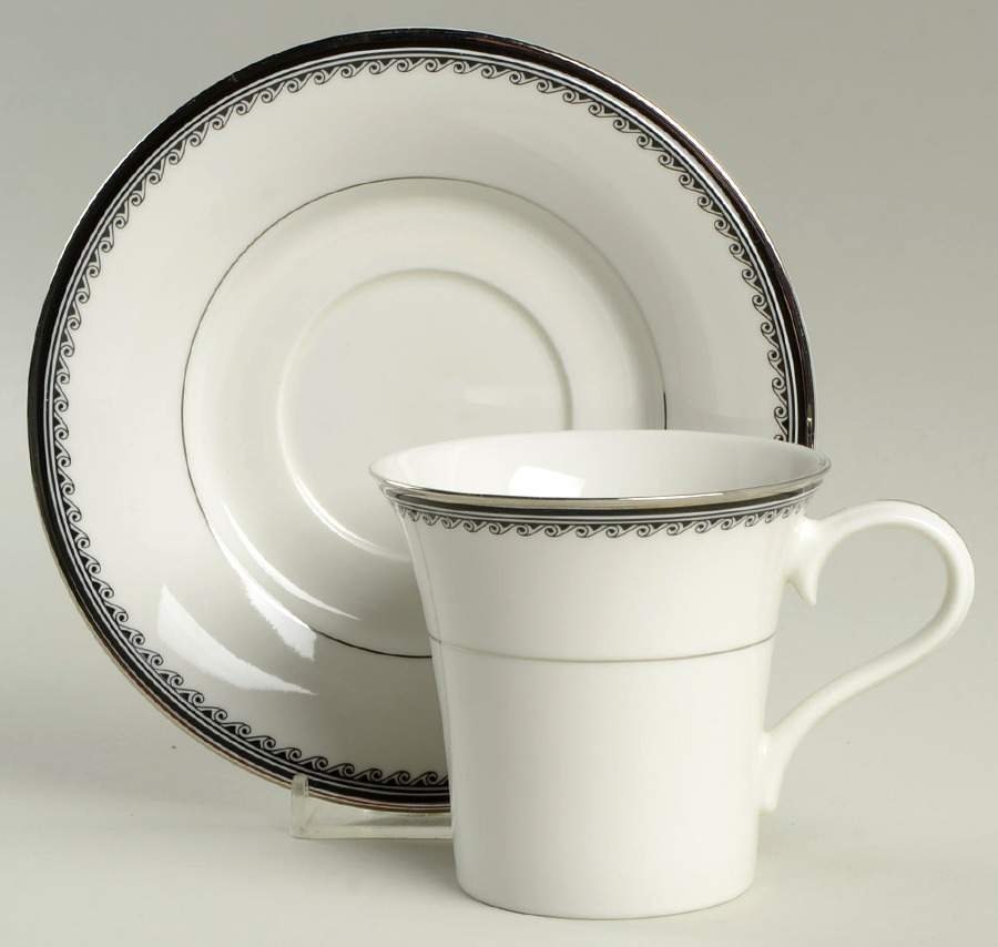 Platinum Court Flat Cup & Saucer Set by Mikasa-1