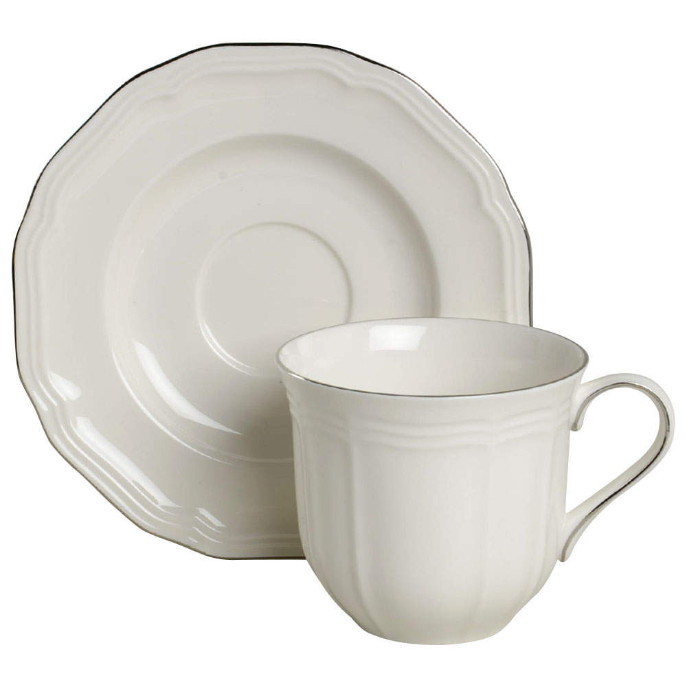 Antique Platinum Flat Cup & Saucer Set by Mikasa-1