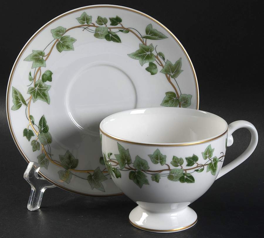 Napolean Ivy Footed Cup & Saucer Set by Mikasa-1