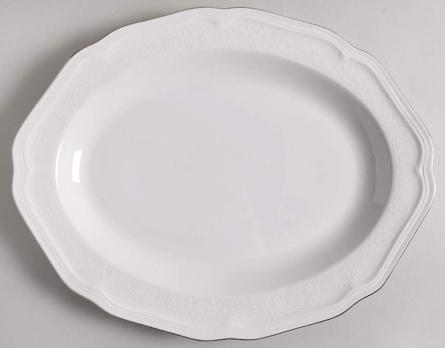 Floral Moire 13" Oval Serving Platter by Mikasa-1