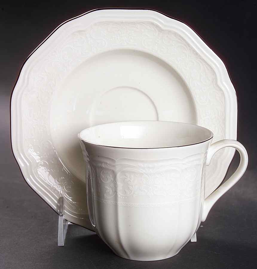 Floral Moire Flat Cup & Saucer Set by Mikasa-1