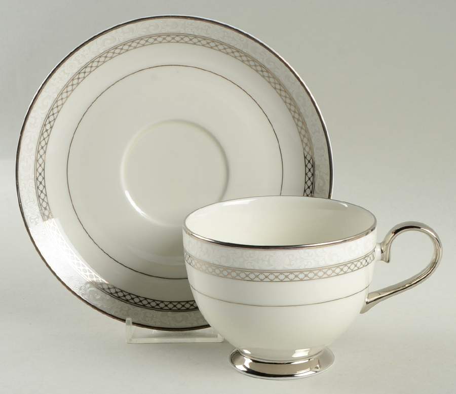 Heirloom Platinum Footed Cup & Saucer Set by Mikasa-1