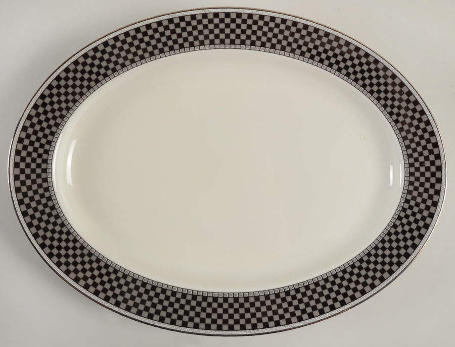 Ebony Mosaic 15" Oval Serving Platter by Mikasa-1