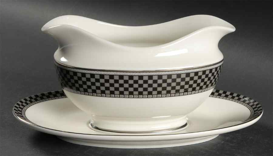 Ebony Mosaic Gravy Boat & Underplate by Mikasa-1