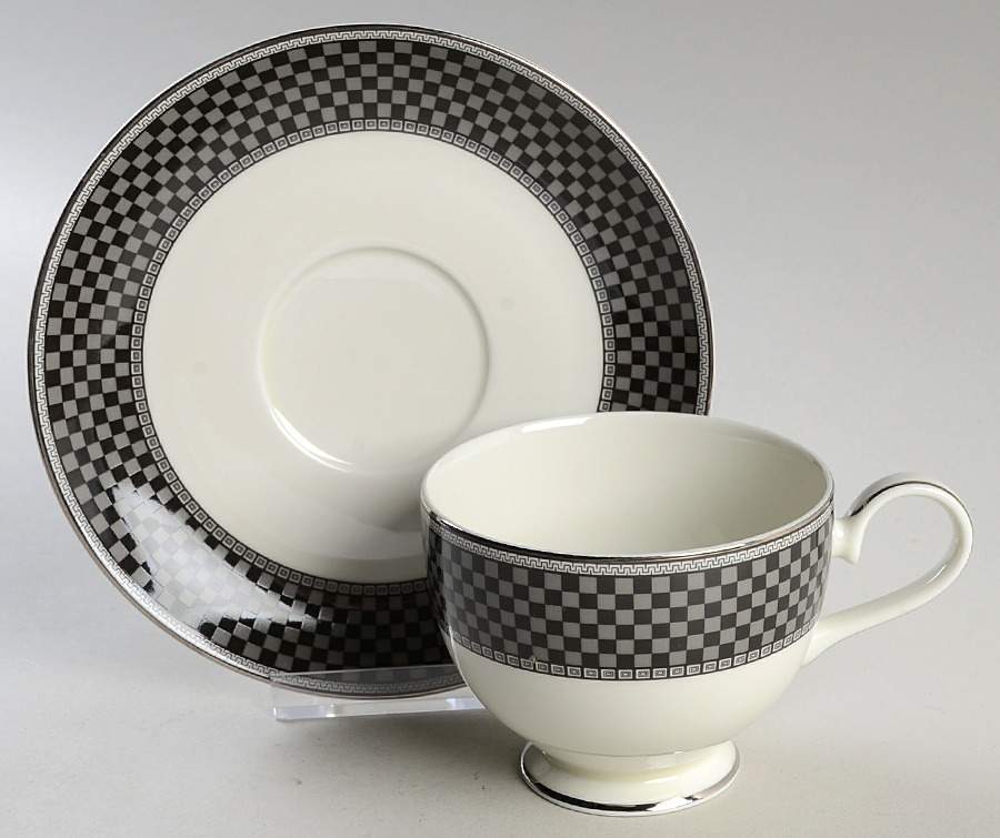 Ebony Mosaic Footed Cup & Saucer Set by Mikasa-1