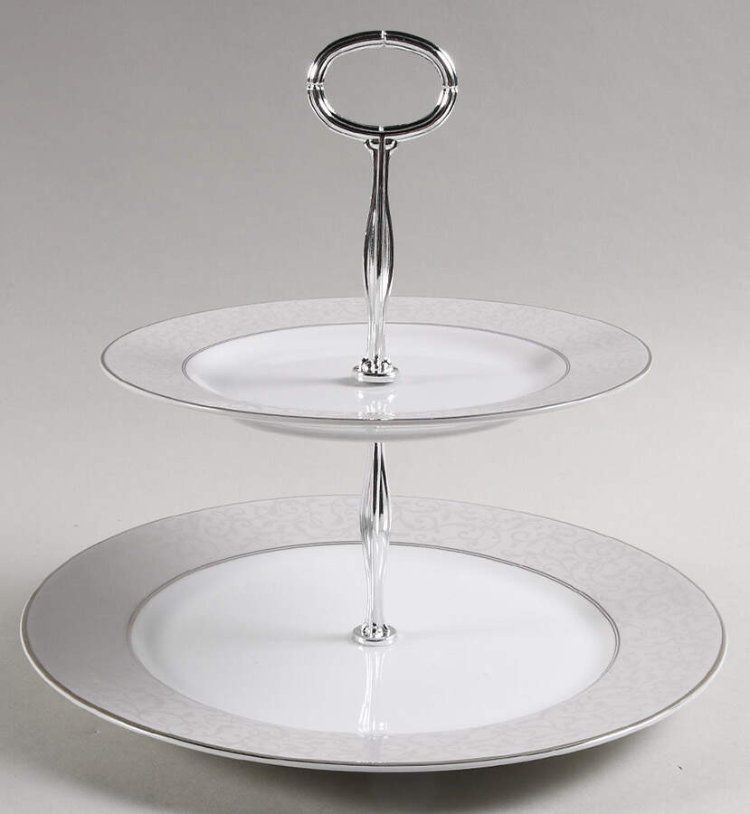 Parchment (Thailand) 6 5/8"-10"  2 Tiered Serving Tray (Dp, Sp) HC by Mikasa-1