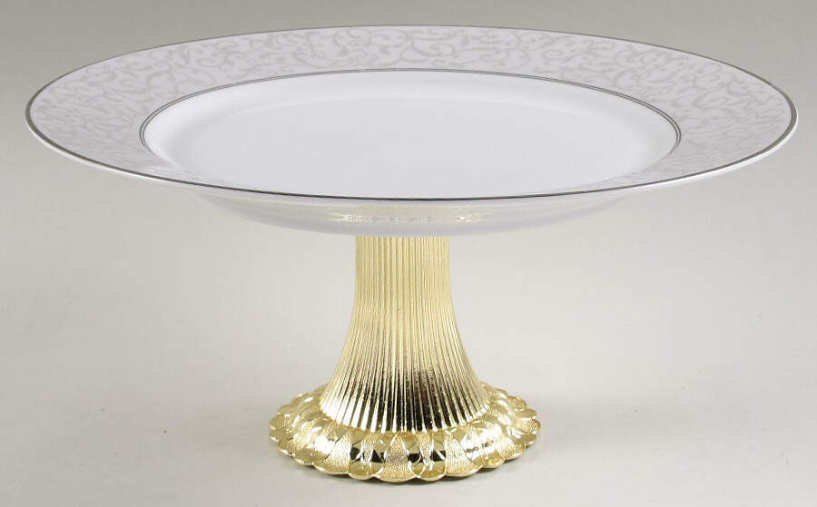 Parchment (Thailand) Cake Stand with 4"-5" Metal Pedestal  Hc by Mikasa-1