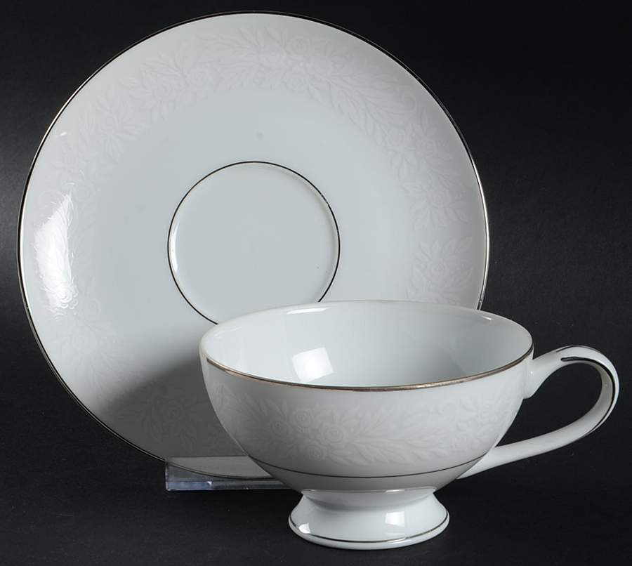 Bridal Wreath Footed Cup & Saucer Set by Modern China & Table Institute-1