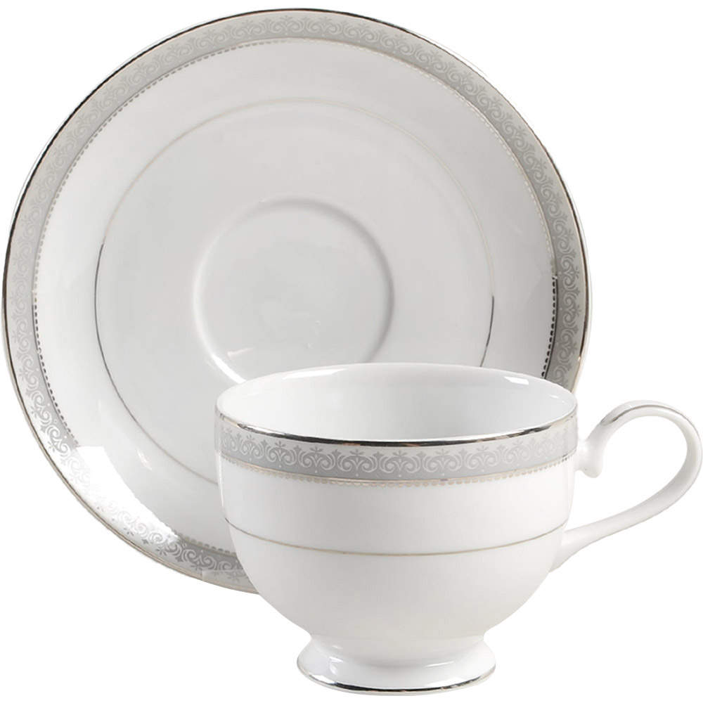 Platinum Crown Footed Cup & Saucer Set by Mikasa-1