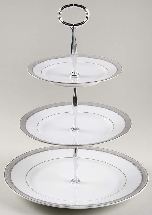 Platinum Crown 13 7/8"-14 1/4" 3-Tiered Serving Tray(DP,SP,BB) HC by Mikasa-1