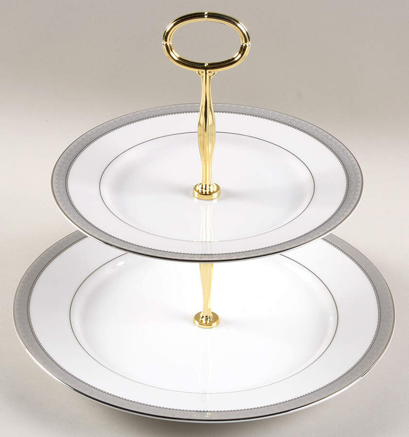 Platinum Crown 6 5/8"-10"  2 Tiered Serving Tray (Dp, Sp) HC by Mikasa-1