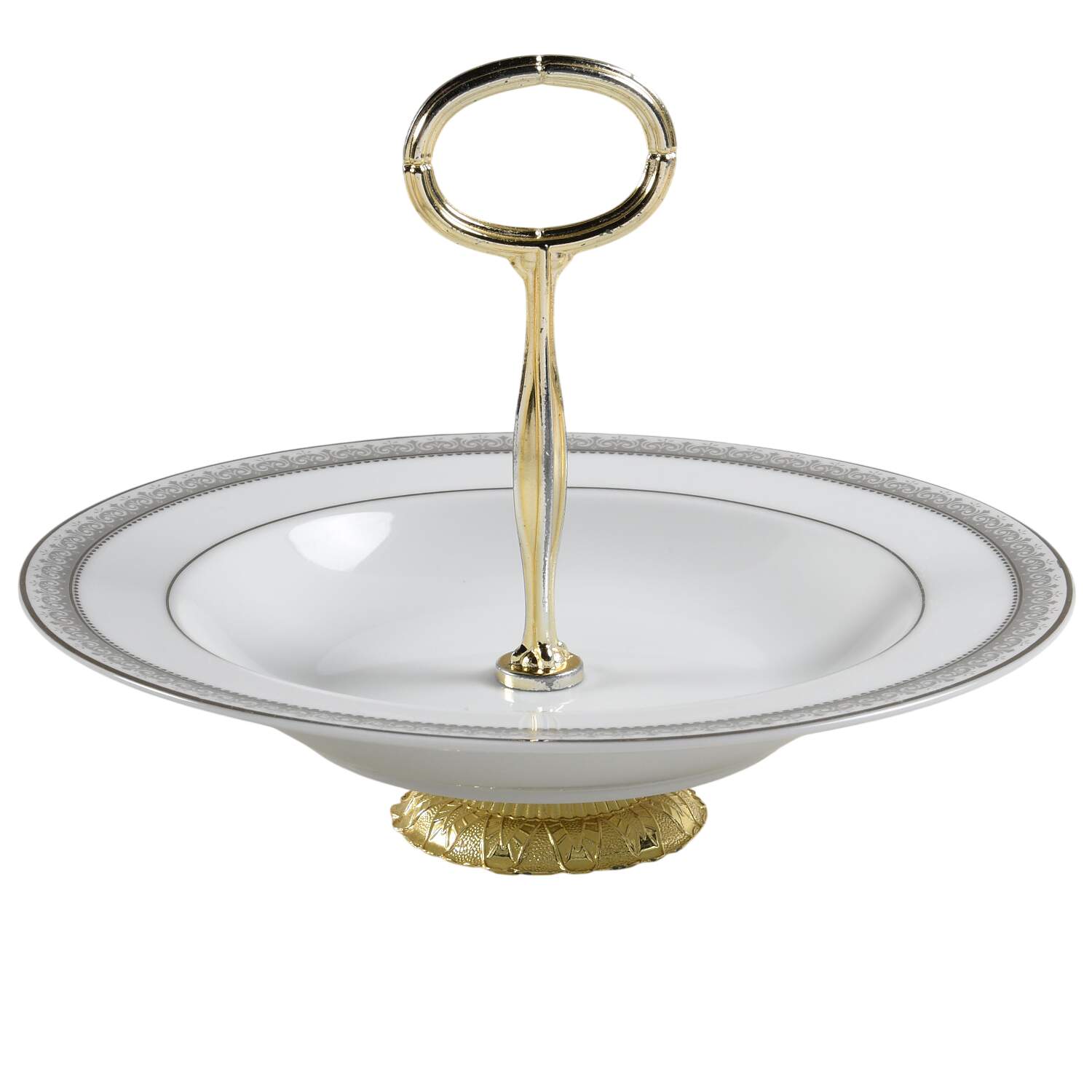 Platinum Crown 6"-7" Handled Footed Nut Dish HC by Mikasa-1
