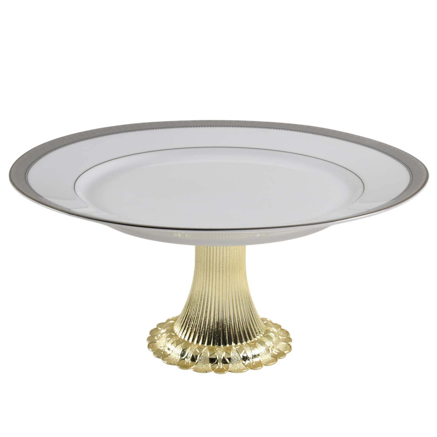 Platinum Crown Cake Stand with 4"-5" Metal Pedestal  Hc by Mikasa-1