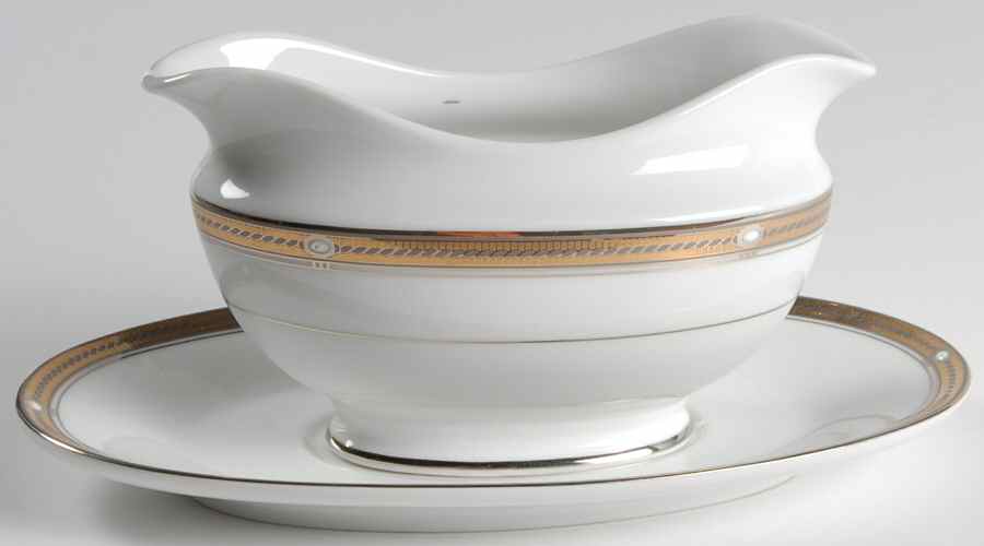 Pearl Ridge Gravy Boat & Underplate by Mikasa-1
