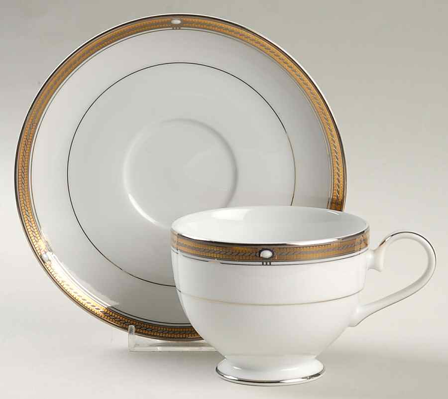Pearl Ridge Footed Cup & Saucer Set by Mikasa-1