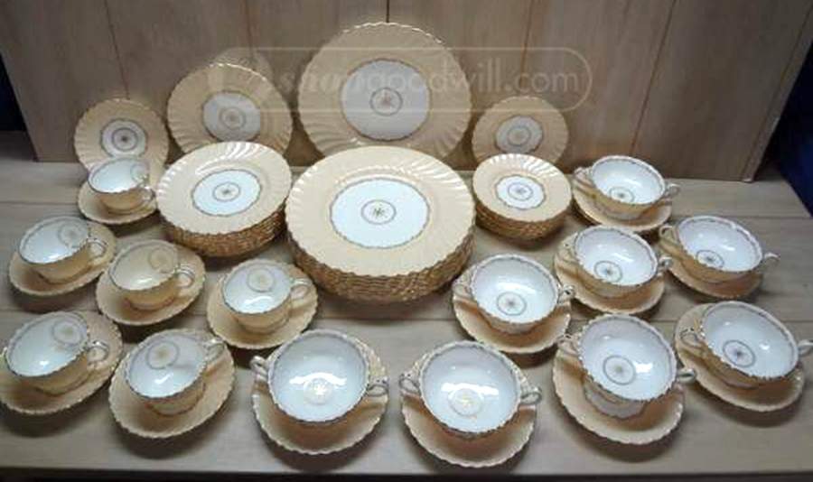 Legacy Cream Footed Cream Soup Bowl & Saucer Set by Minton-1