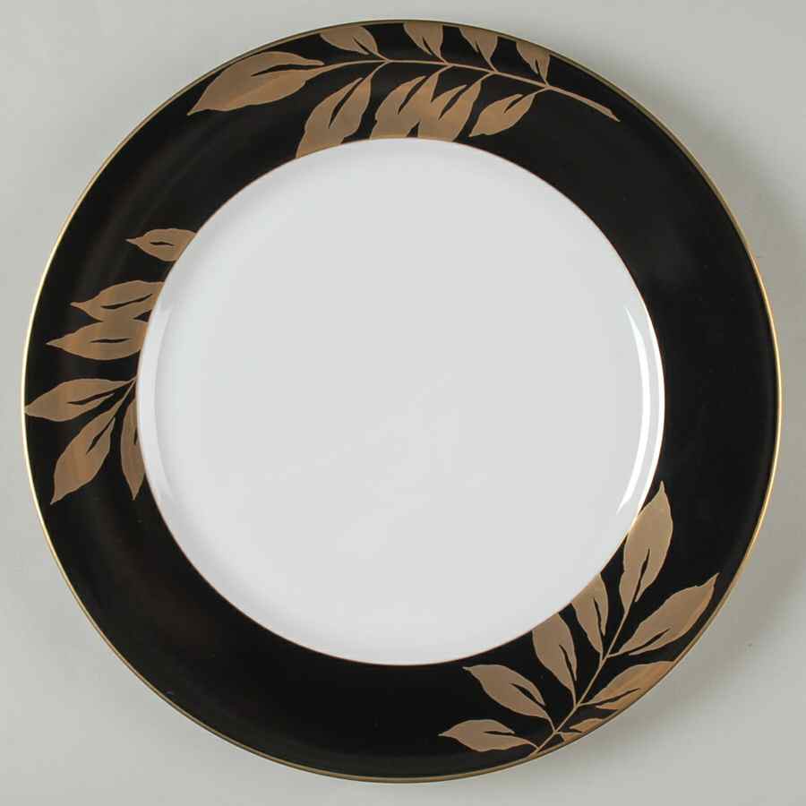 Gold Leaf Black Dinner Plate by Mikasa-1