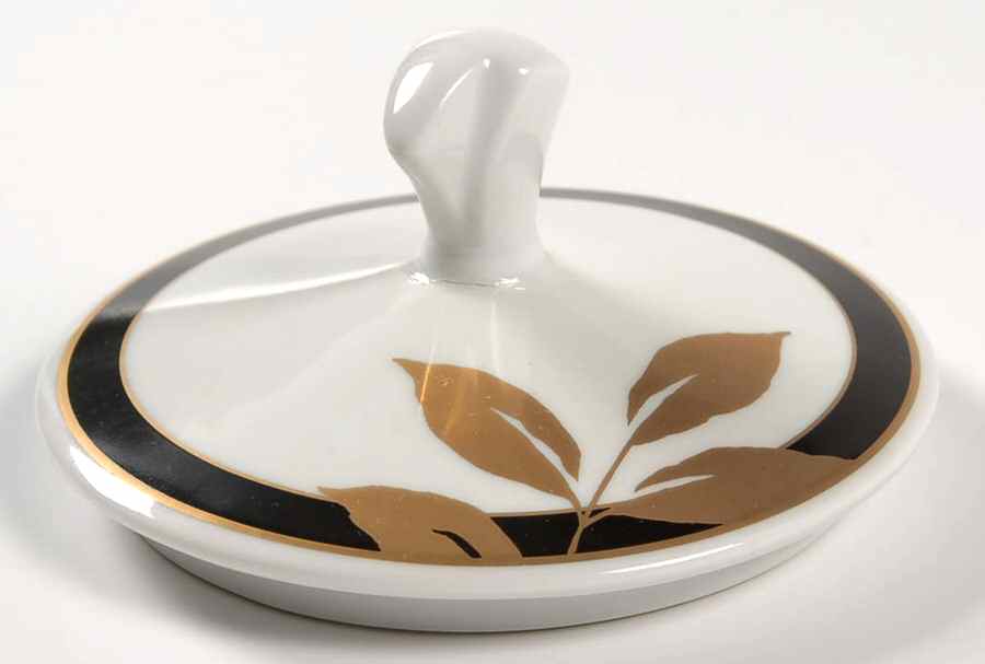 Gold Leaf Black Lid for Sugar Bowl by Mikasa-1