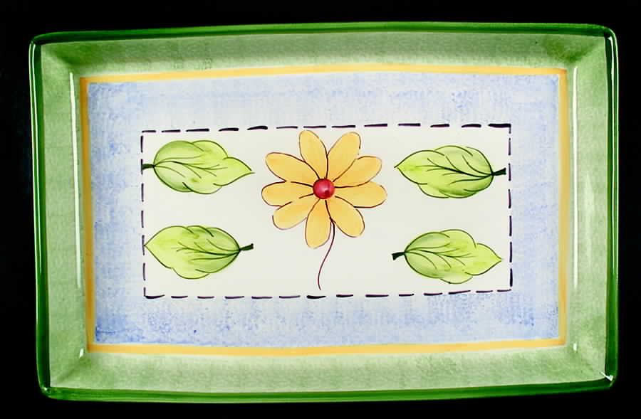 Wood Flowers 18" Rectangular Serving Platter by Mikasa-1