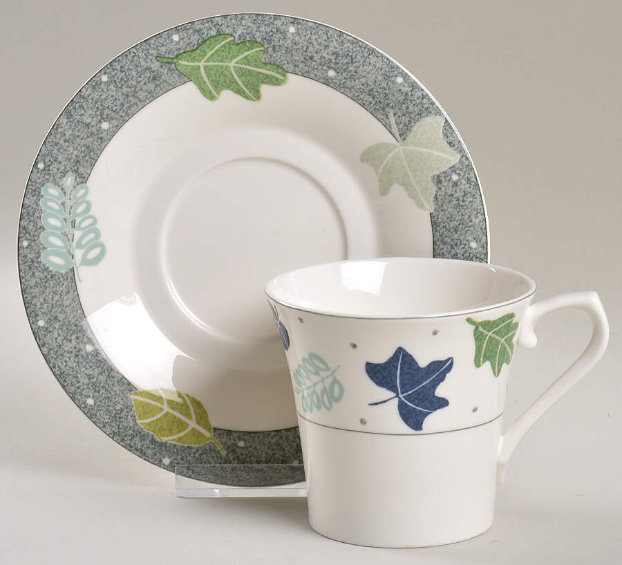 Leaf Poetry Flat Cup & Saucer Set by Mikasa-1
