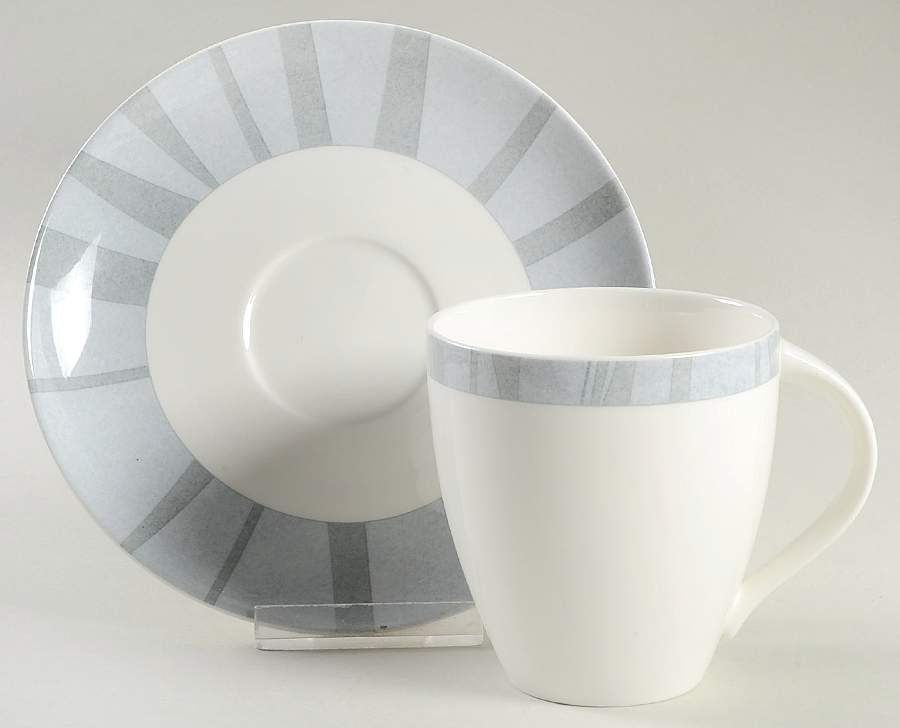 Nouveau Gray Flat Cup & Saucer Set by Mikasa-1