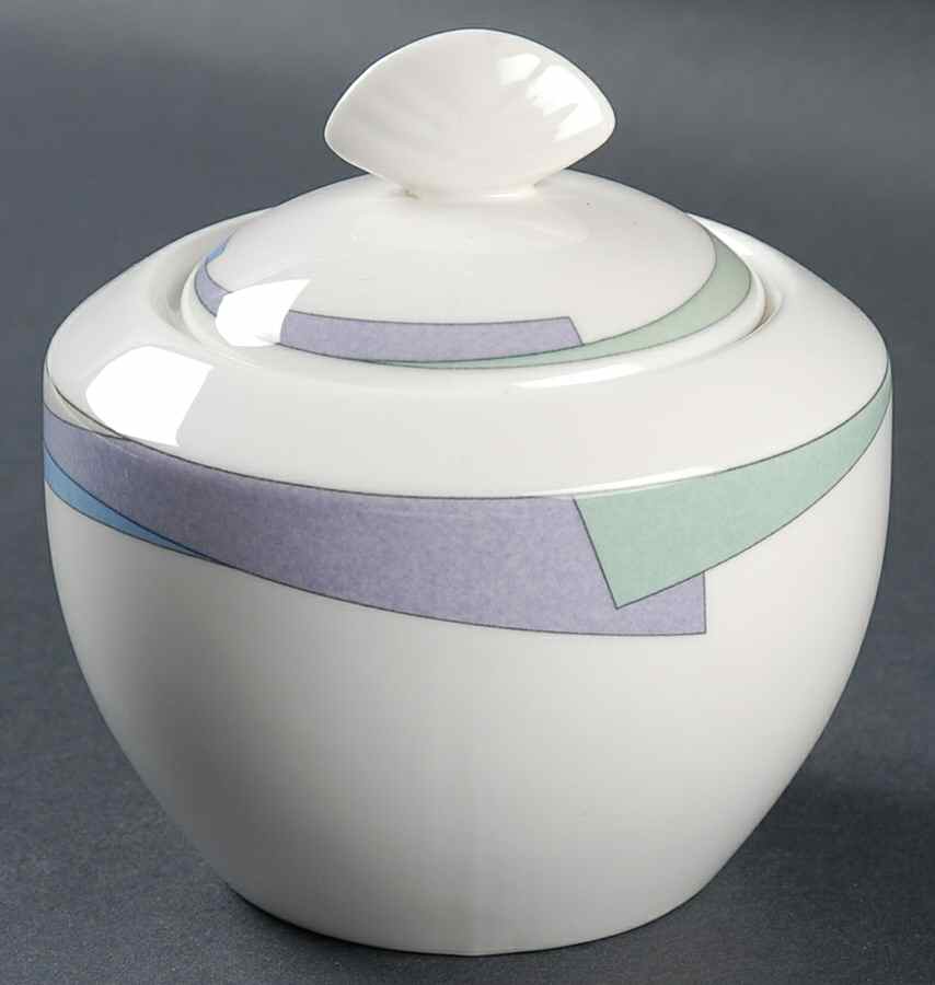 Pastel Wave Sugar Bowl & Lid by Mikasa-1