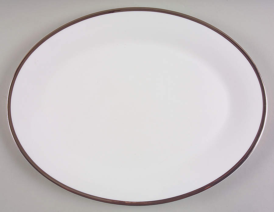 Deco Platinum 14" Oval Serving Platter by Mikasa-1