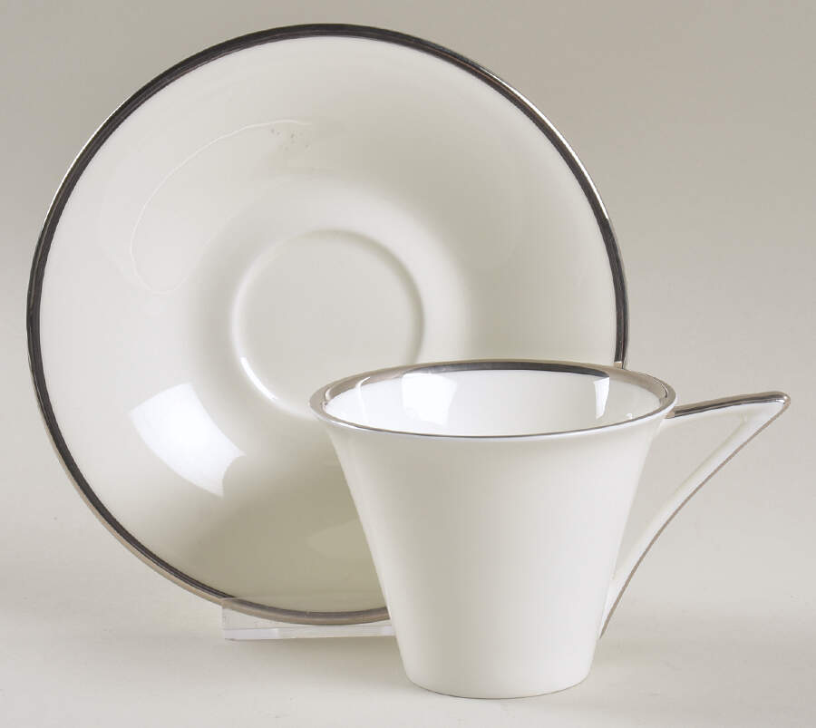 Deco Platinum Flat Cup & Saucer Set by Mikasa-1