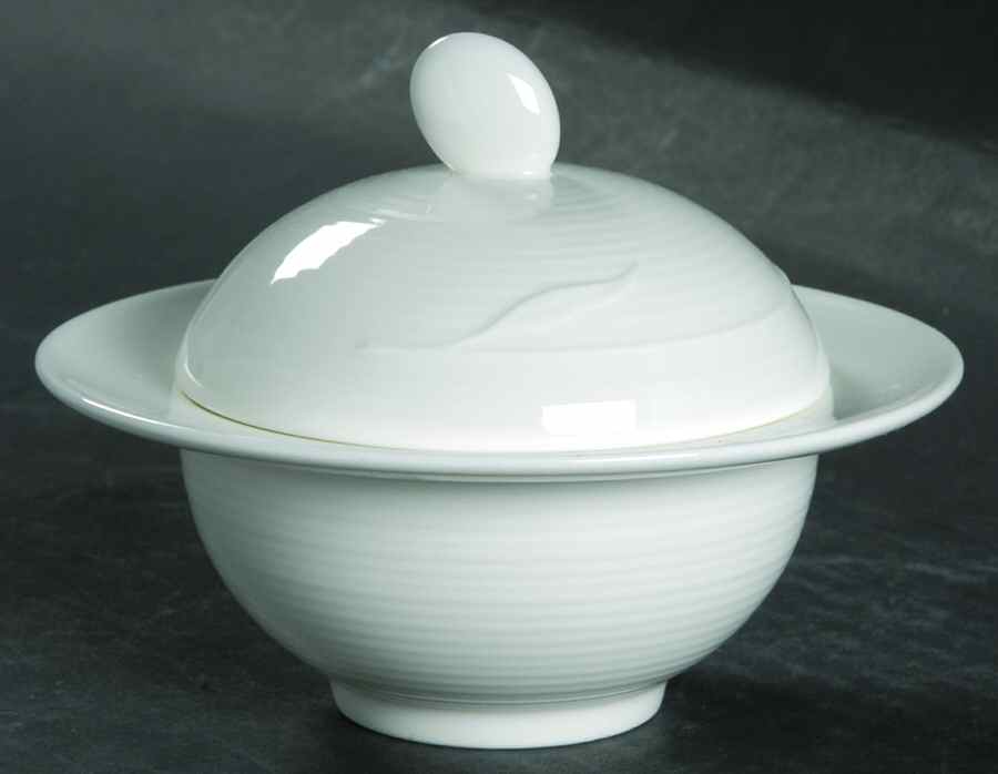 White Garden Sugar Bowl & Lid by Mikasa-1