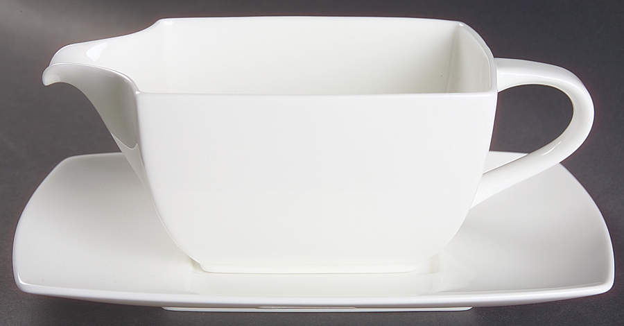 Elegance White Gravy Boat & Underplate by Mikasa-1