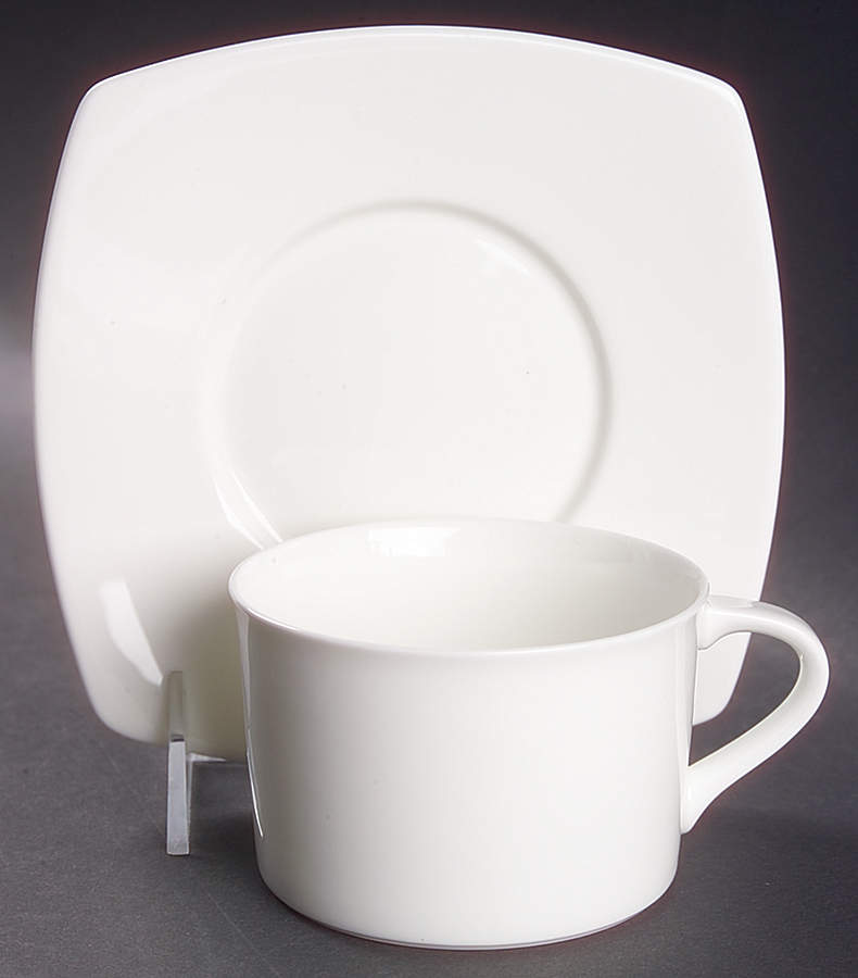 Elegance White Flat Cup & Saucer Set by Mikasa-1