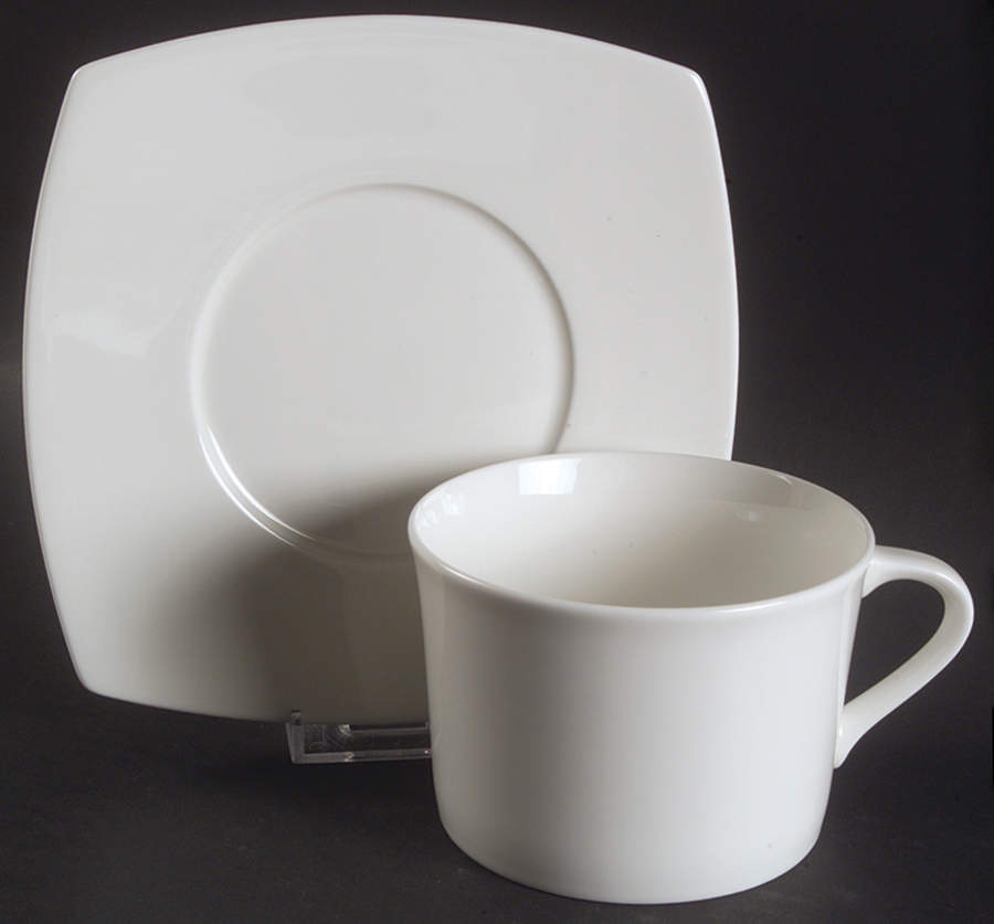 Elegance White Breakfast Cup & Saucer Set by Mikasa-1