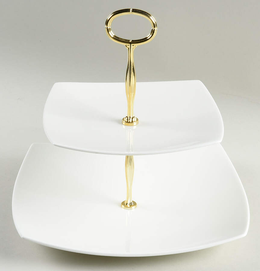 Elegance White 6 5/8"-10"  2 Tiered Serving Tray (Dp, Sp) HC by Mikasa-1