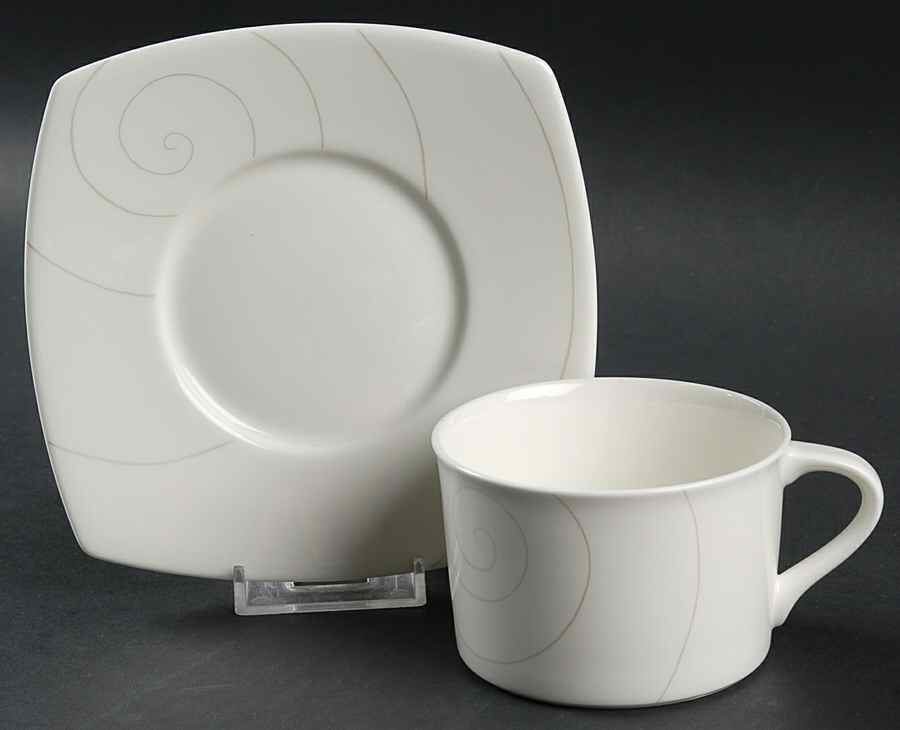 Infinity Silver Flat Cup & Saucer Set by Mikasa-1