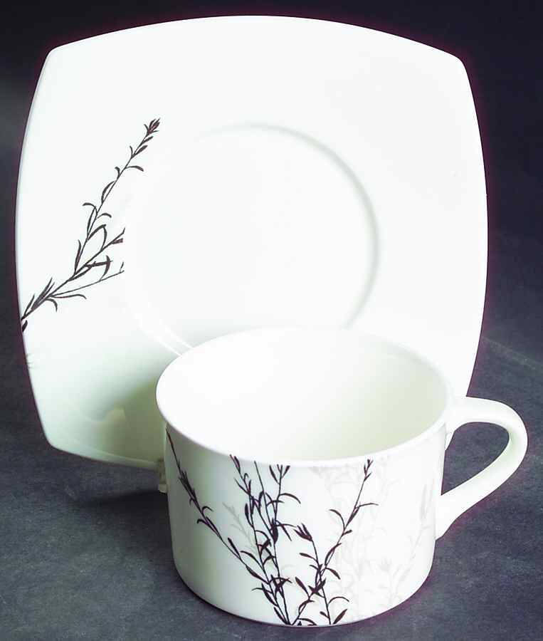 Ebony Shadow Flat Cup & Saucer Set by Mikasa-1