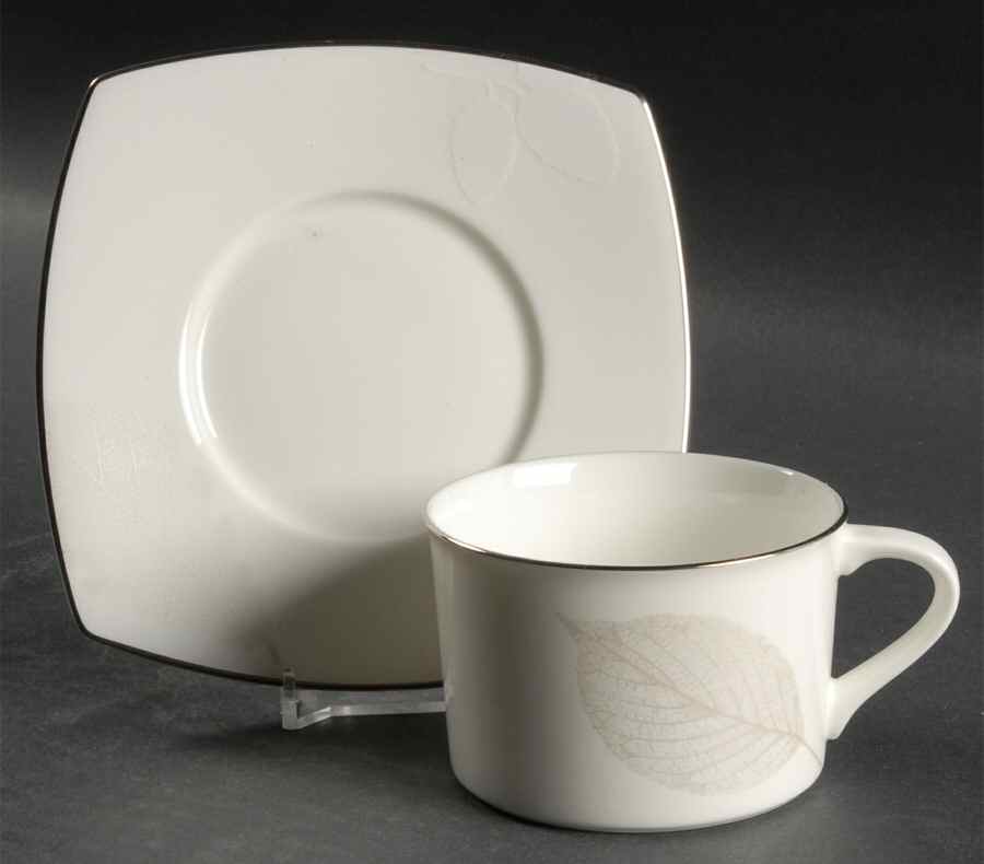 Silver Leaves Flat Cup & Saucer Set by Mikasa-1