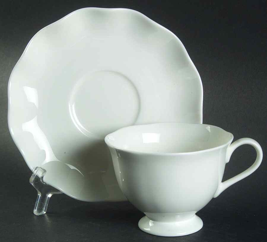 Bridal Veil Footed Cup & Saucer Set by Mikasa-1