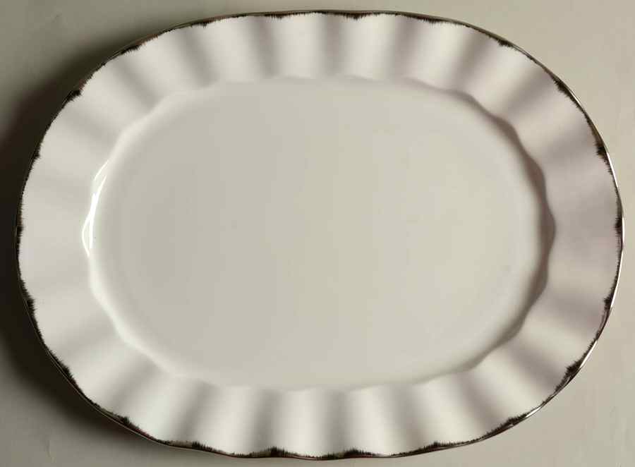 Silver Moire 15" Oval Serving Platter by Mikasa-1