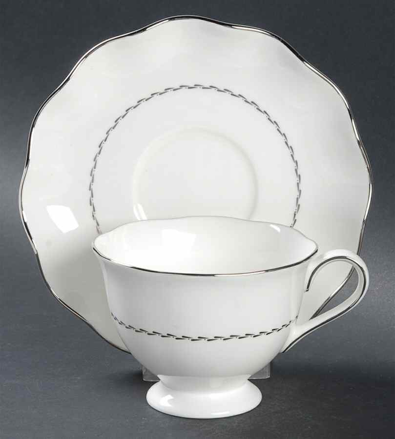 Platinum Ring Footed Cup & Saucer Set by Mikasa-1