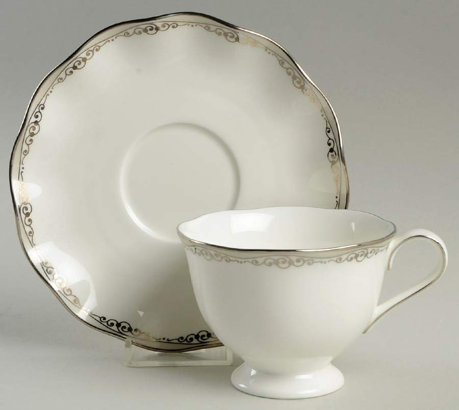 Symphony Platinum Footed Cup & Saucer Set by Mikasa-1