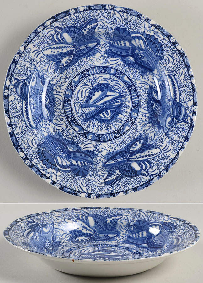 Torquay Blue (Scalloped, No Trim) Rim Soup Bowl by Mottahedeh-1