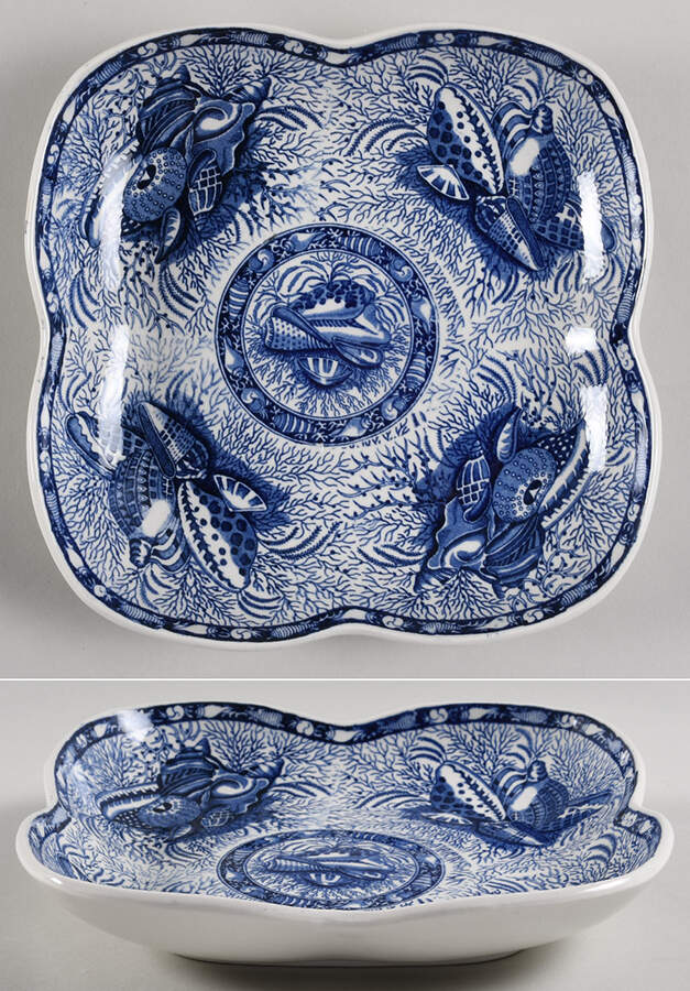 Torquay Blue (Scalloped, No Trim) Clover Shaped Dish by Mottahedeh-1