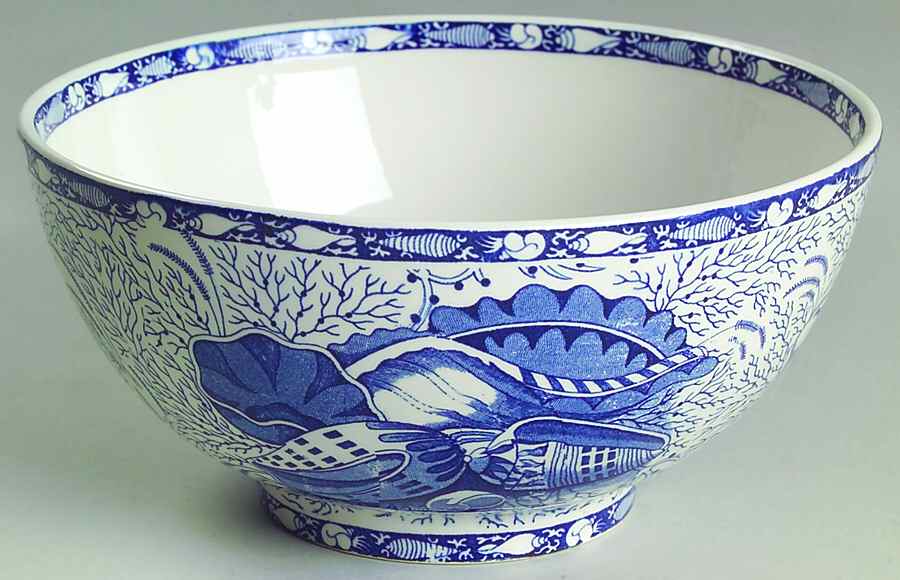 Torquay Blue (Scalloped, No Trim) 7" Round Vegetable Bowl by Mottahedeh-1