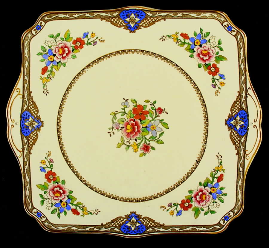 Newelyn Square Handled Cake Plate by Myott Staffordshire-1