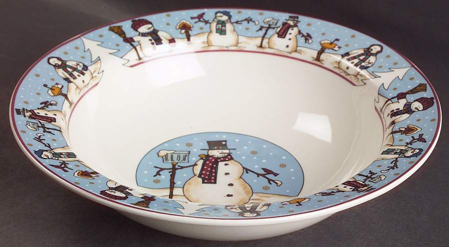 Snowmen Serenade II 9" Round Vegetable Bowl by Meiwa-1