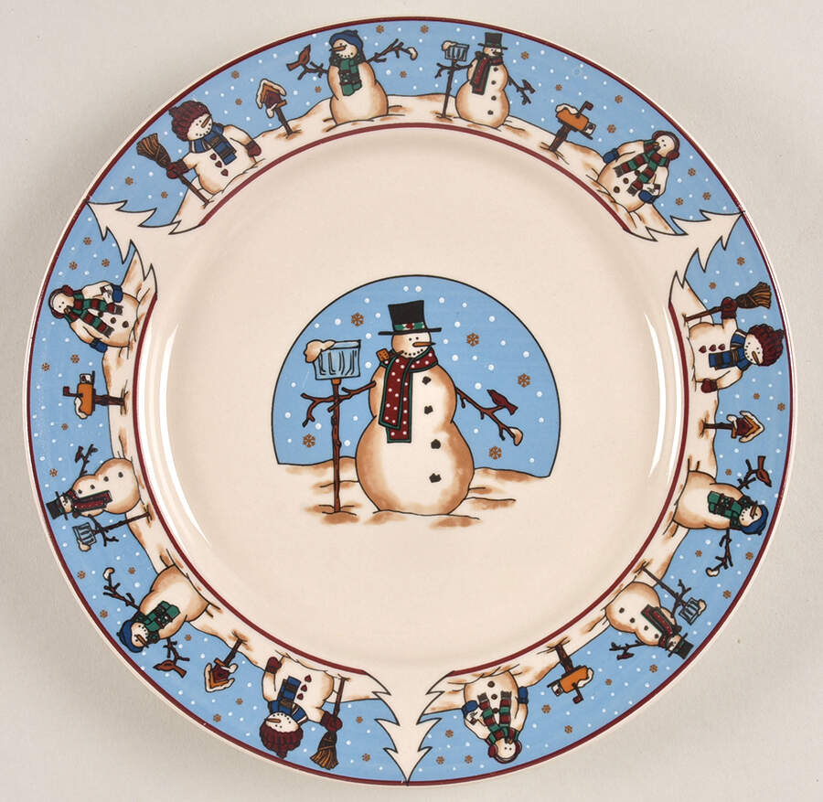 Snowmen Serenade II Salad Plate by Meiwa-1