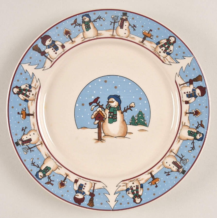 Snowmen Serenade II Salad Plate by Meiwa-1